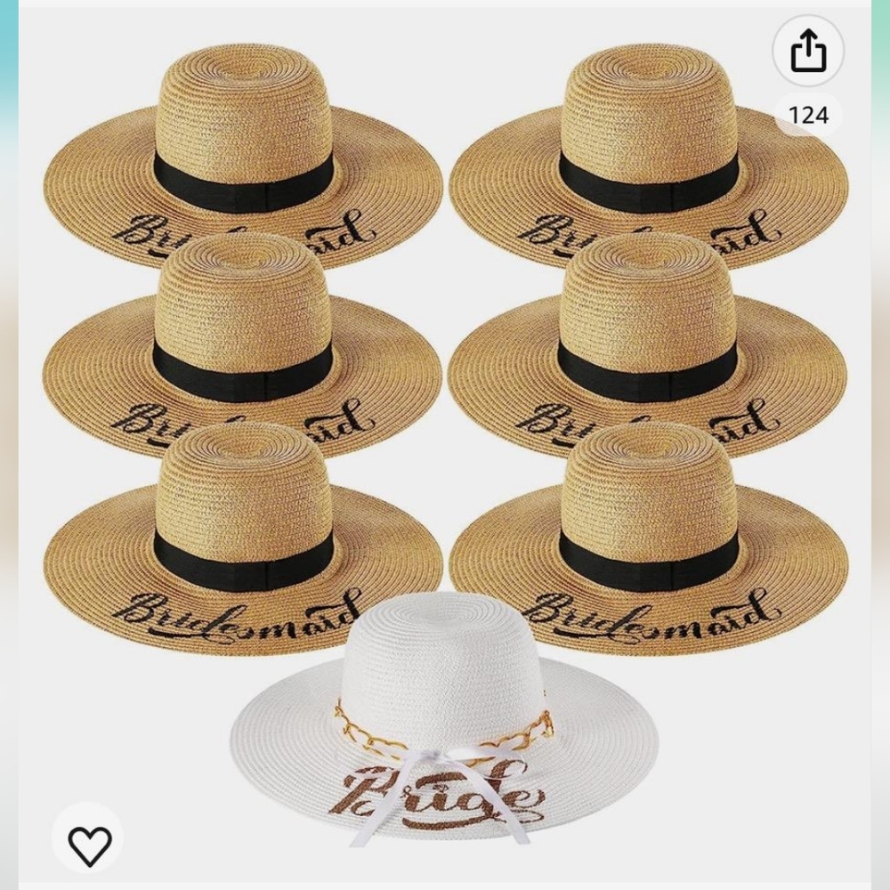 Bride and bridesmaids sun hats